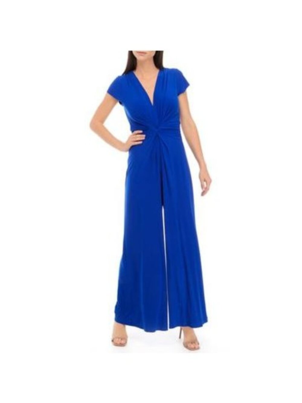 VINCE CAMUTO Womens V Neck Party Wide Leg Twist-Front Jumpsuit Blue Size S NWT
